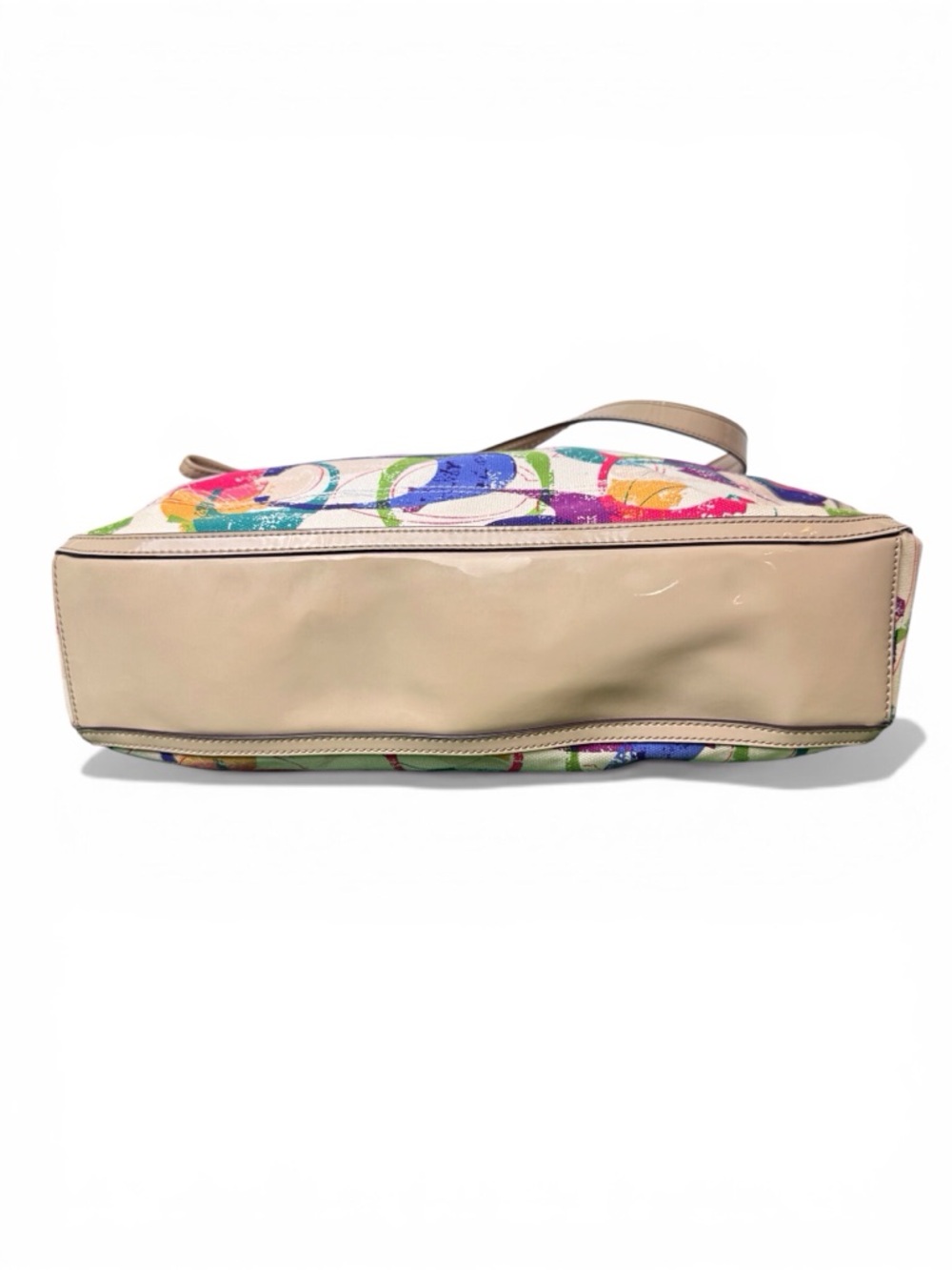 Coach Poppy Signature Canvas Hallie East/West Logo Tote Taupe/Multi EUC - Picture 8 of 11